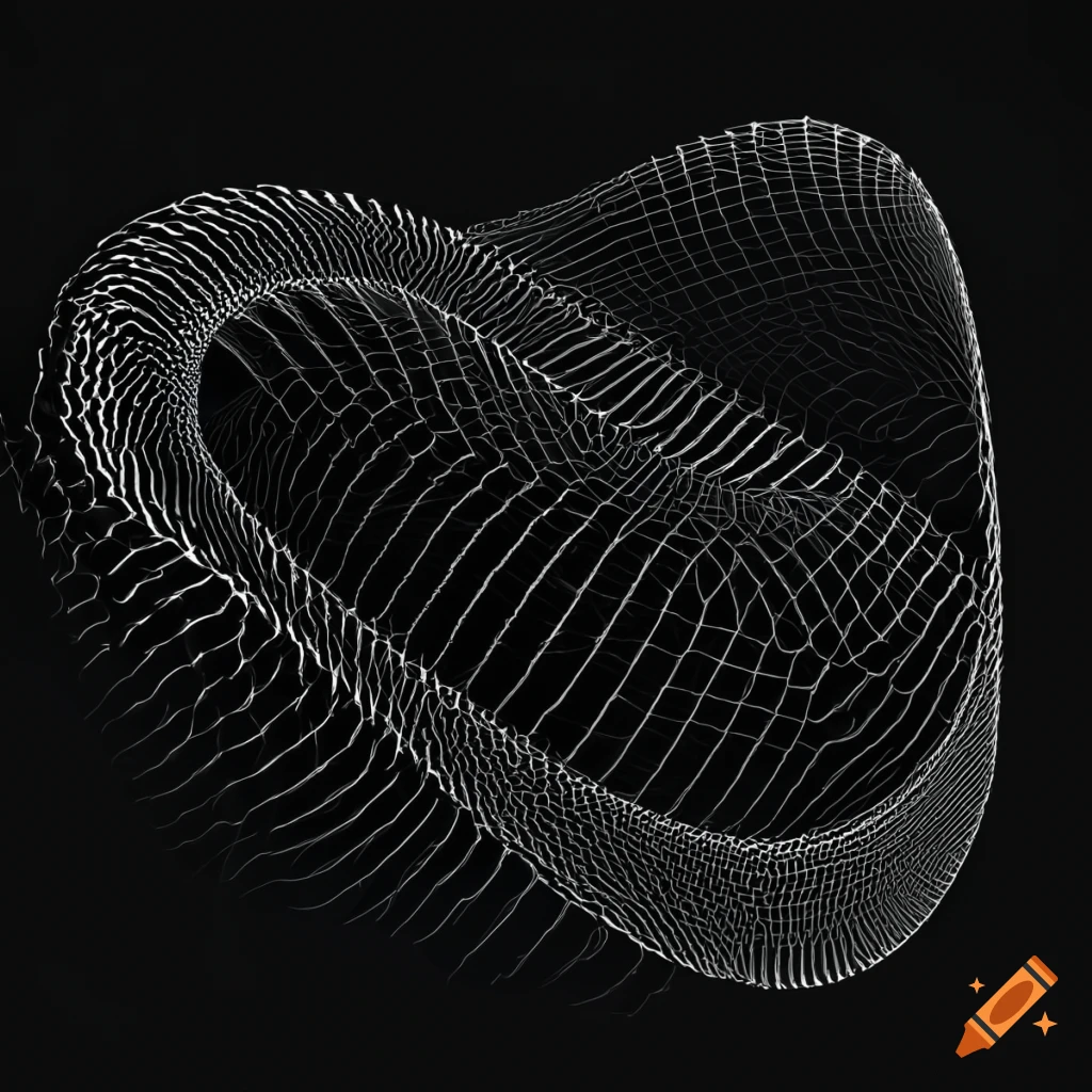 abstract 3d white wavy lines on black background