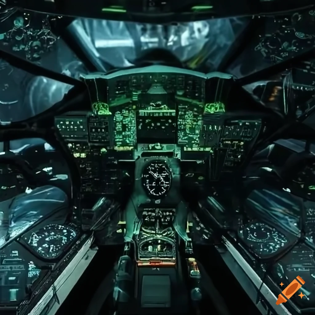 photo of a futuristic space battle cockpit