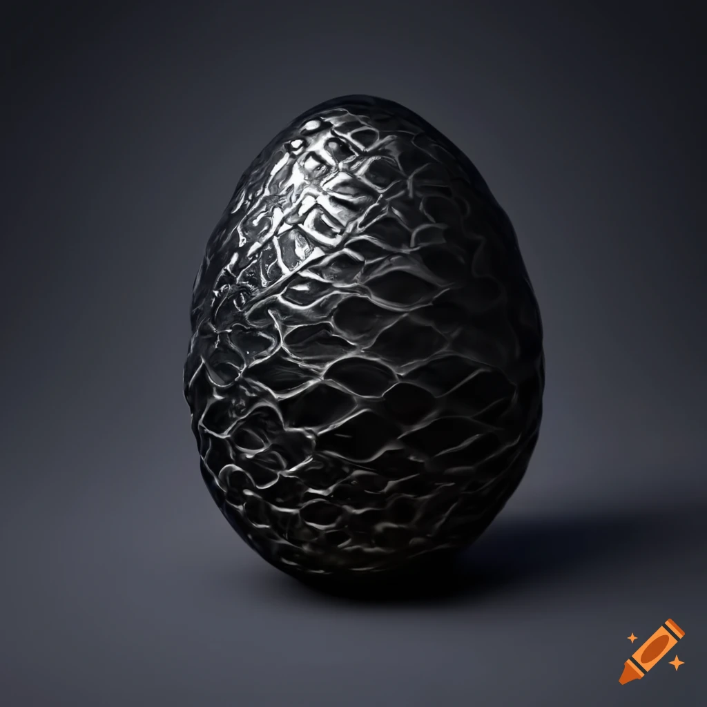 Jewelled black steel dragon egg on Craiyon