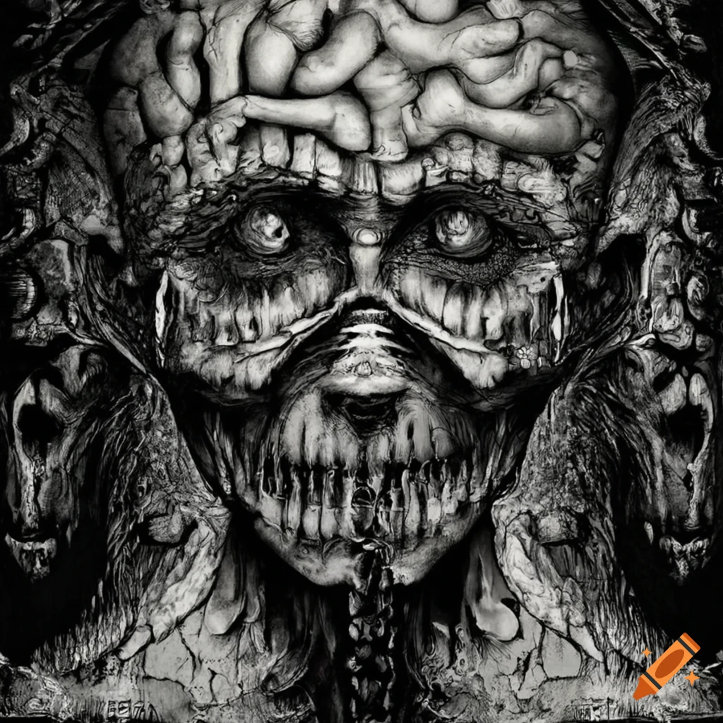sinister artwork depicting the decay of the human mind