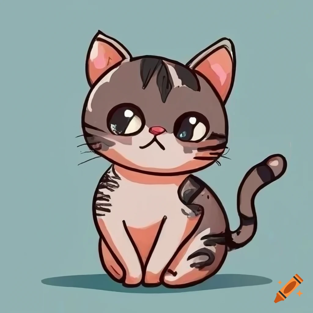 colorful doodle of a cute cat