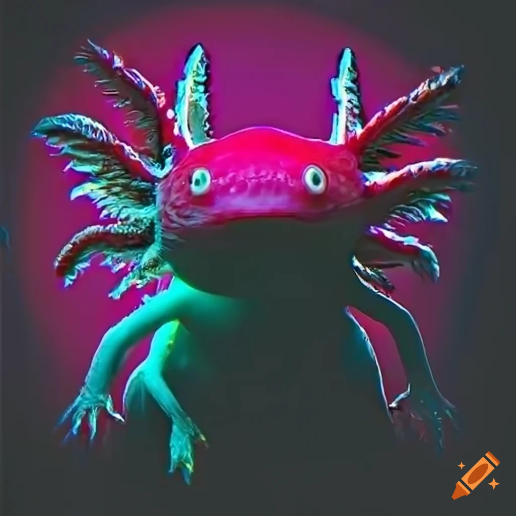 digital art of a creepy axolotl monster