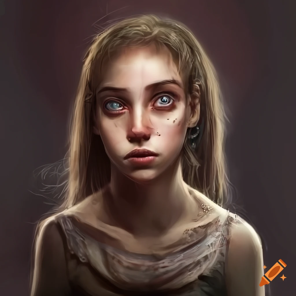 Portrait of a girl in a postapocalyptic setting on Craiyon