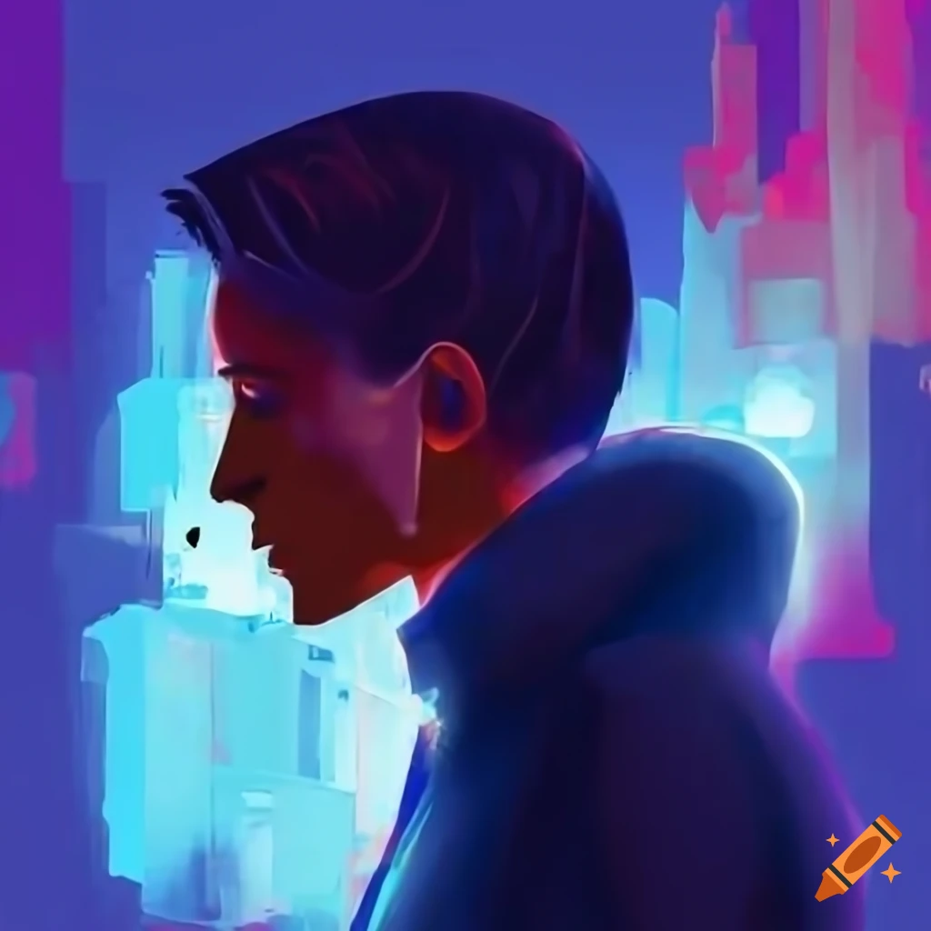 night city with a man smoking a cigarette