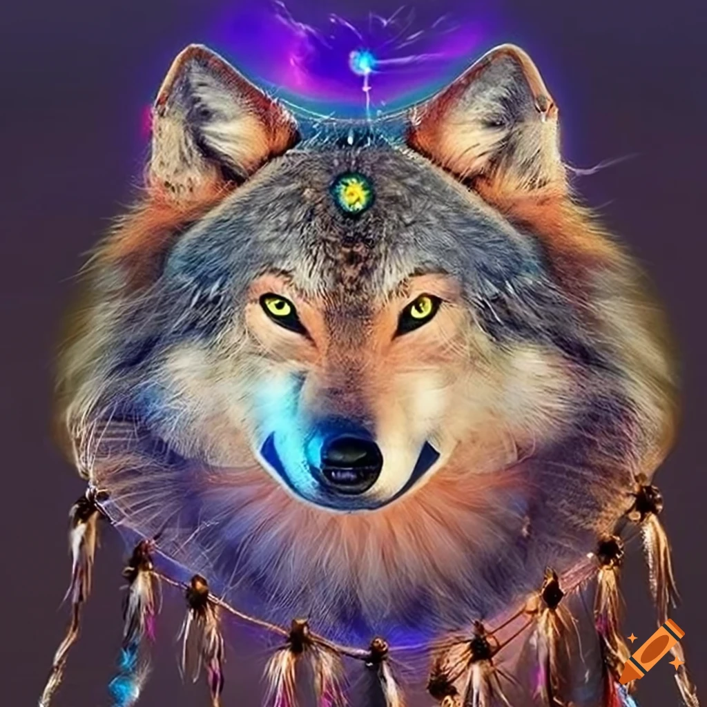 detailed wolf dream catcher artwork