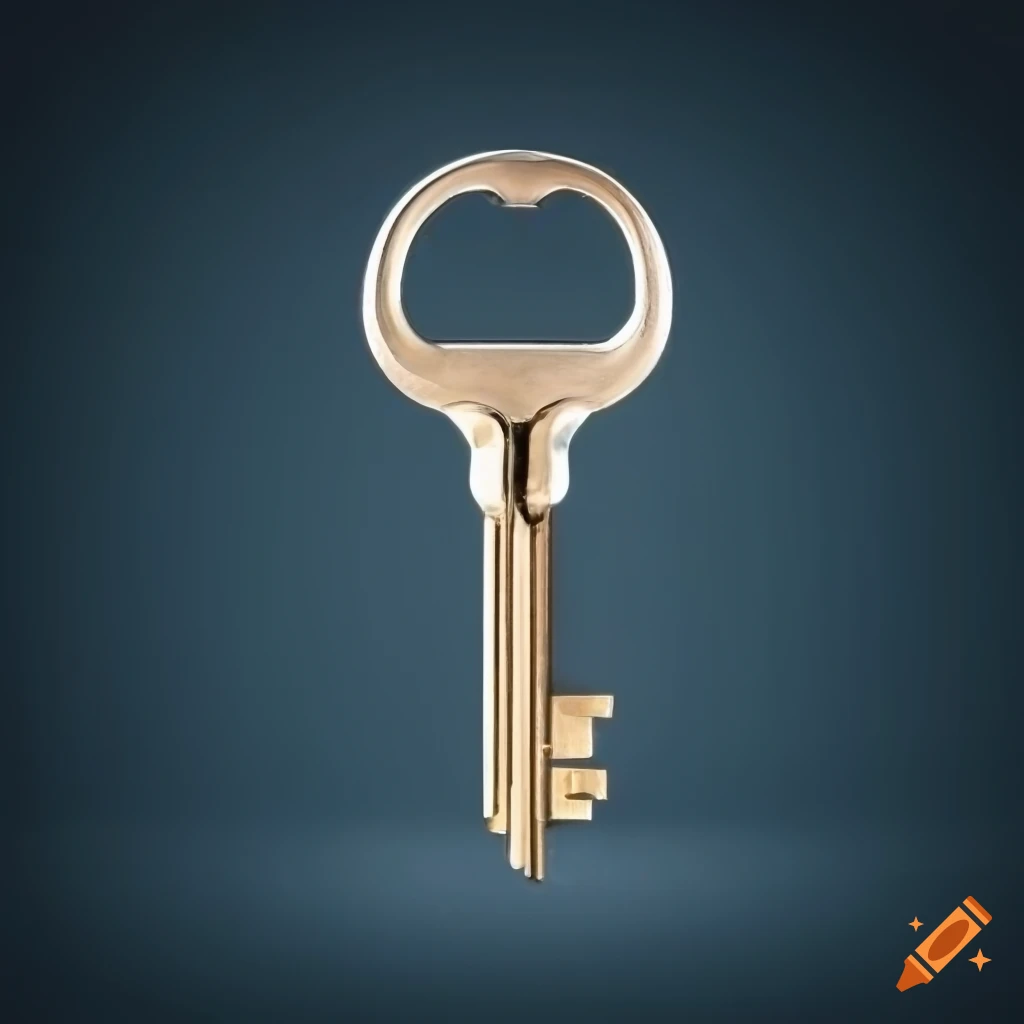 silver front door key on a white background