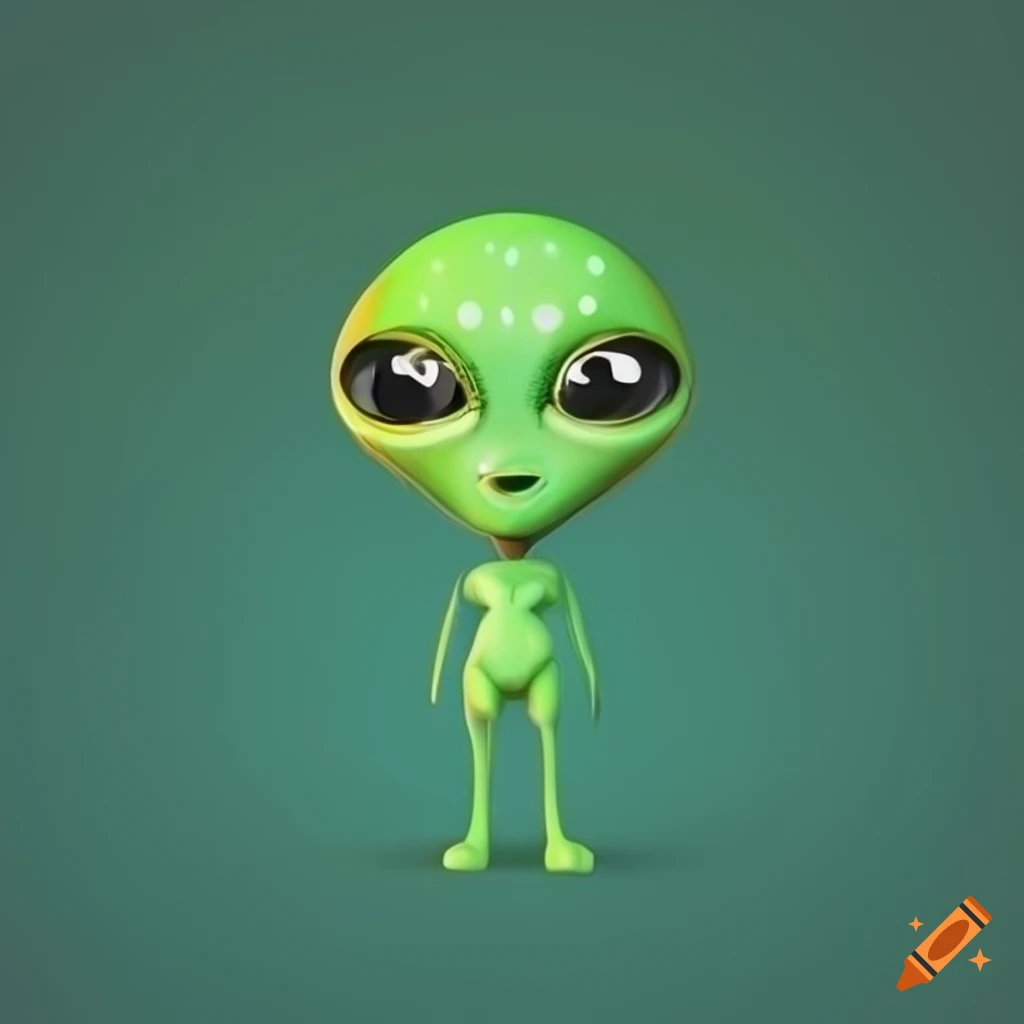 minimalist cute green alien