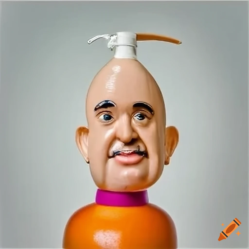 Funny shampoo bottle with pope character on Craiyon