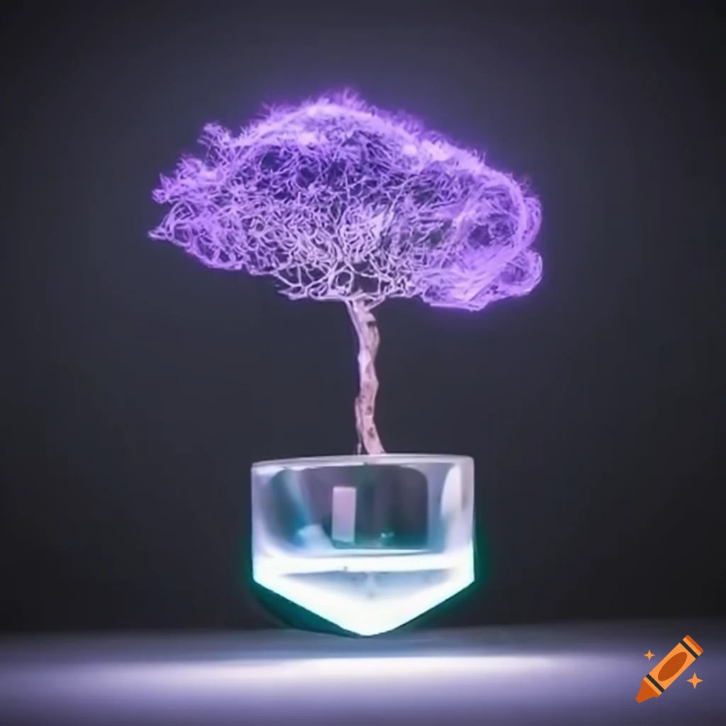Levitating potted tree with crystal and magical glow on Craiyon
