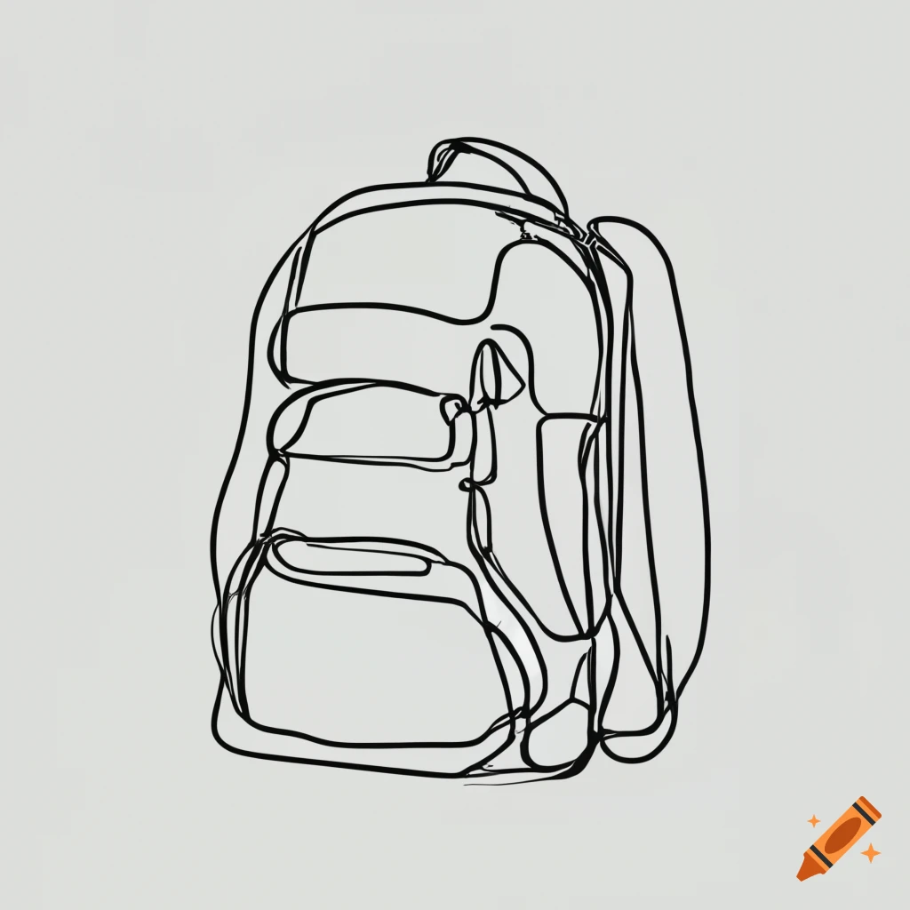 minimalist one line drawing of a backpack