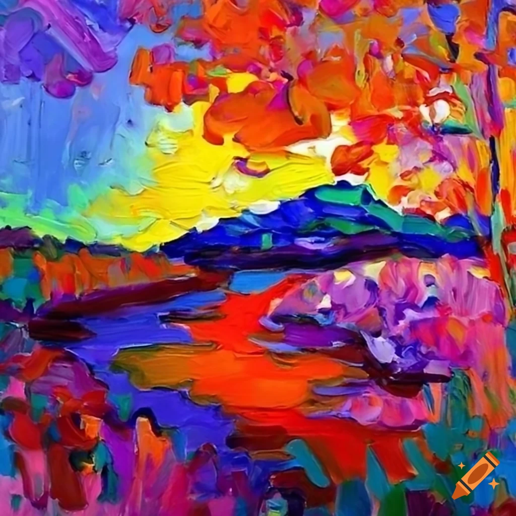 landscape painting in fauvism and expressionism style