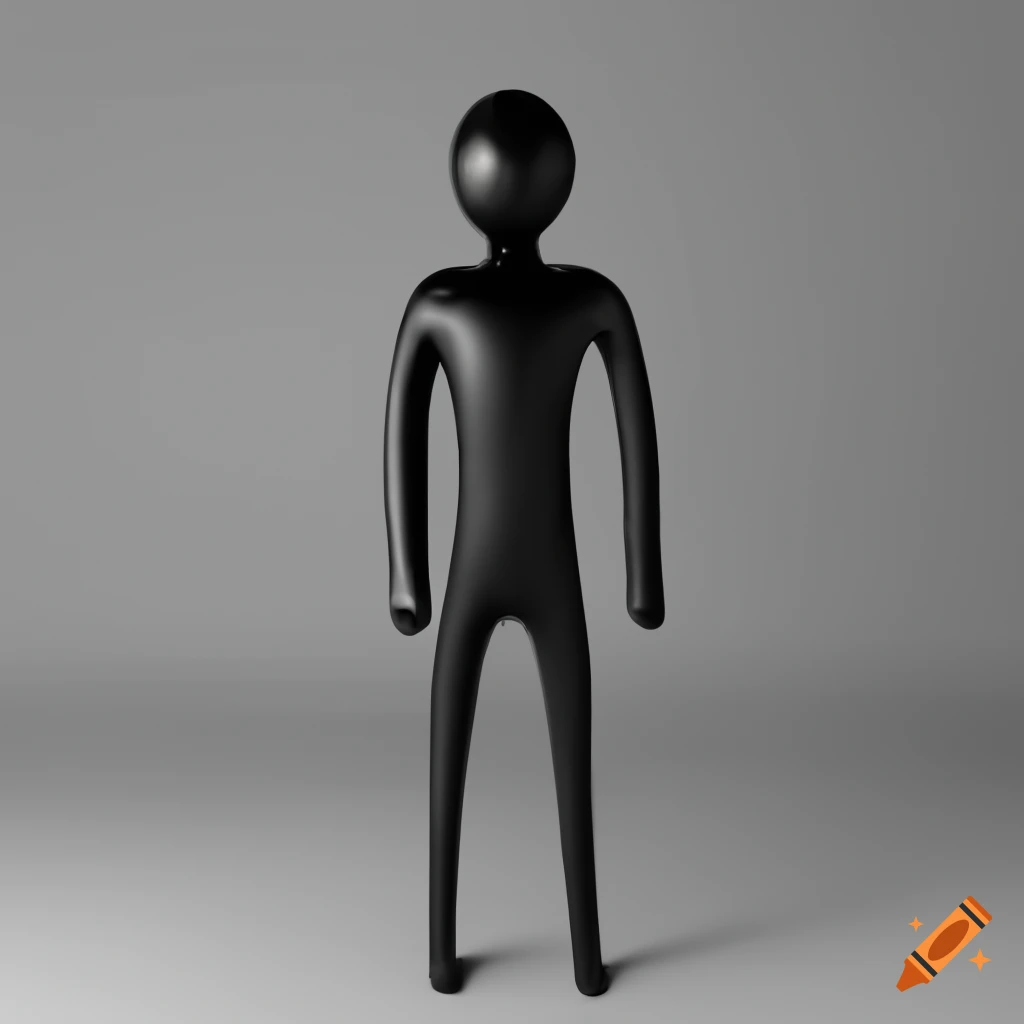 monochrome 3D model wearing rubber outfit