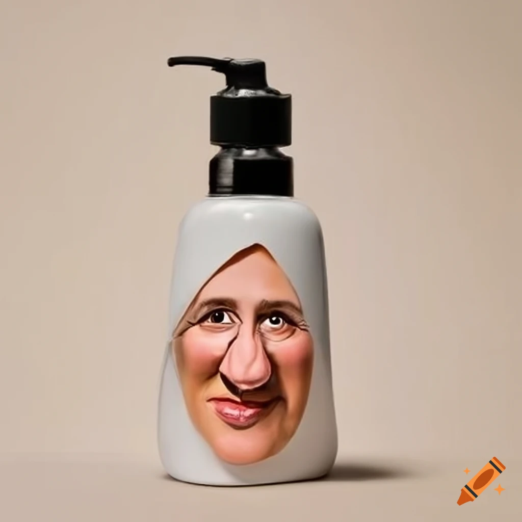 Funny shampoo bottle with caricature design on Craiyon