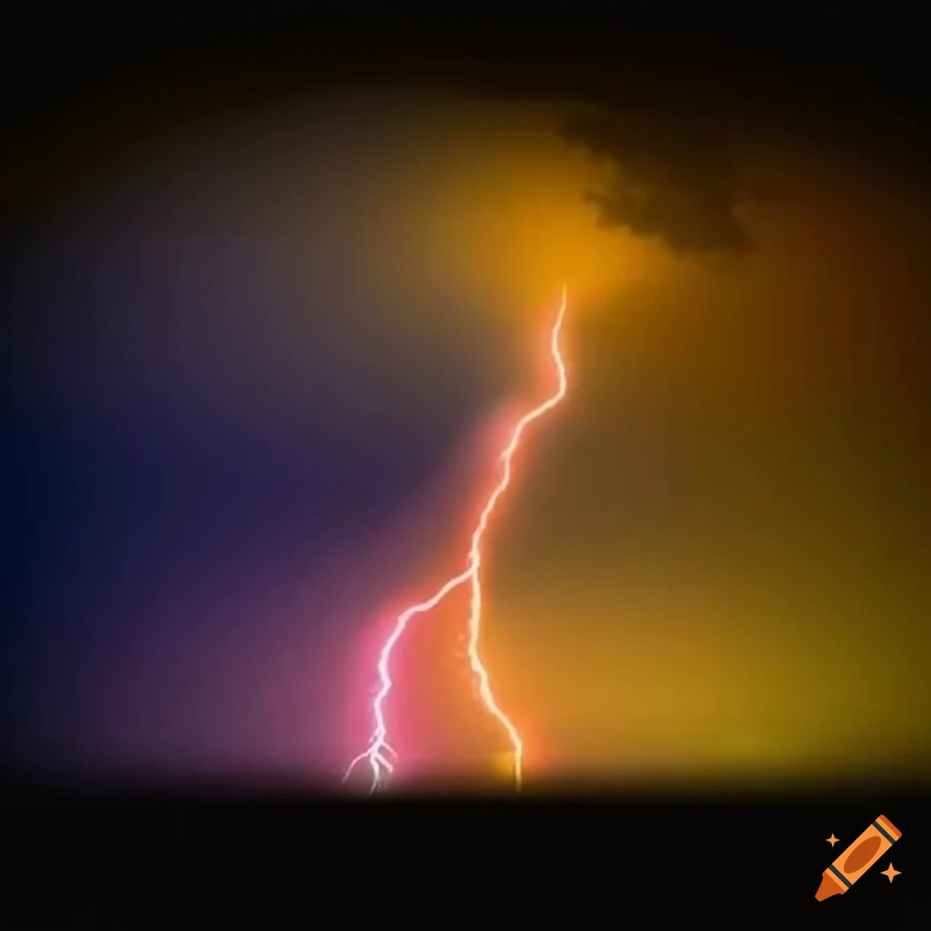 Rainbow lightning in the sky on Craiyon