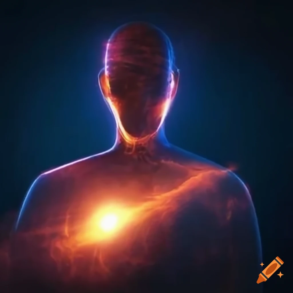 Bright light energy hero surrounded by exploding rings on Craiyon