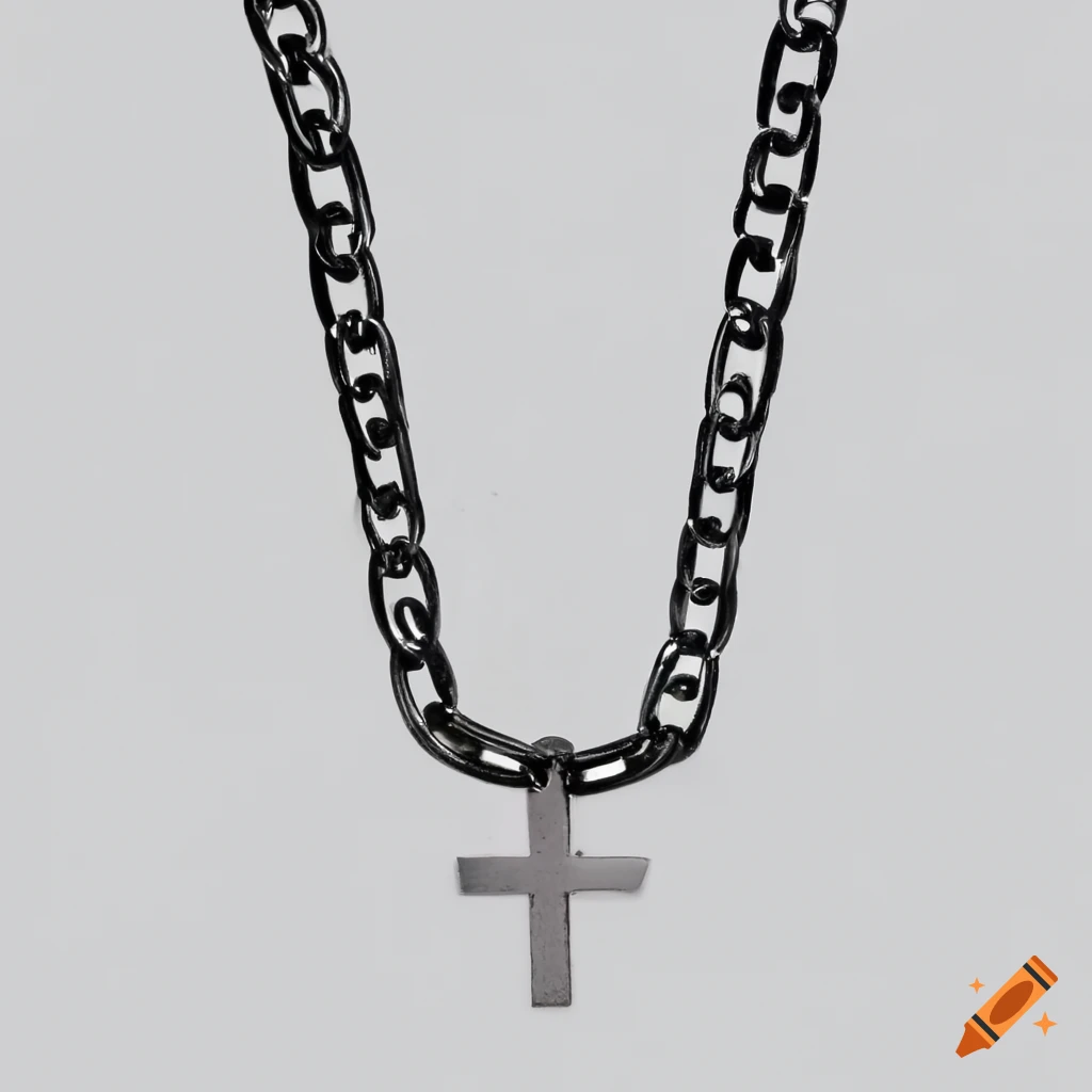 white background necklace with a cross pendant
