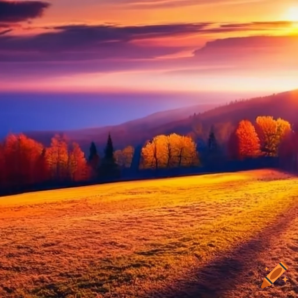 sunset in a fall landscape