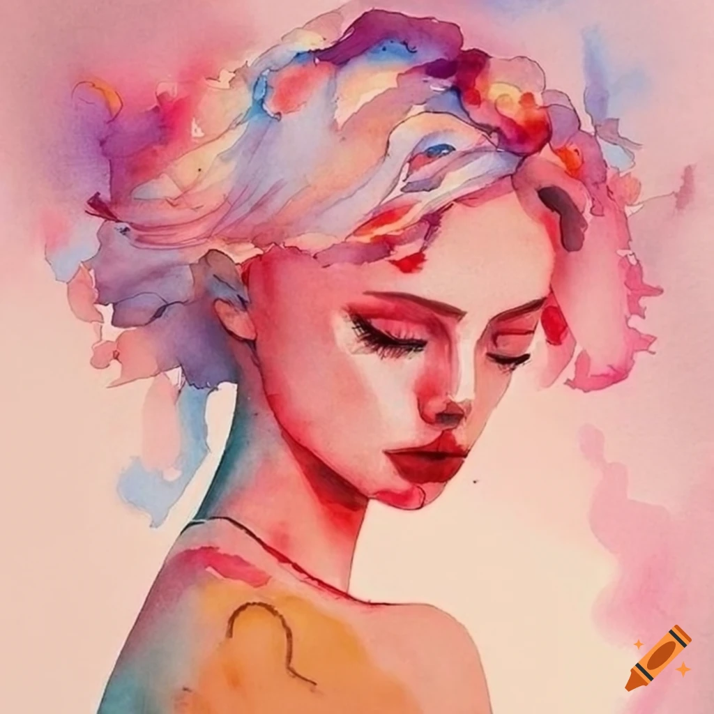 watercolor painting with an aesthetic theme