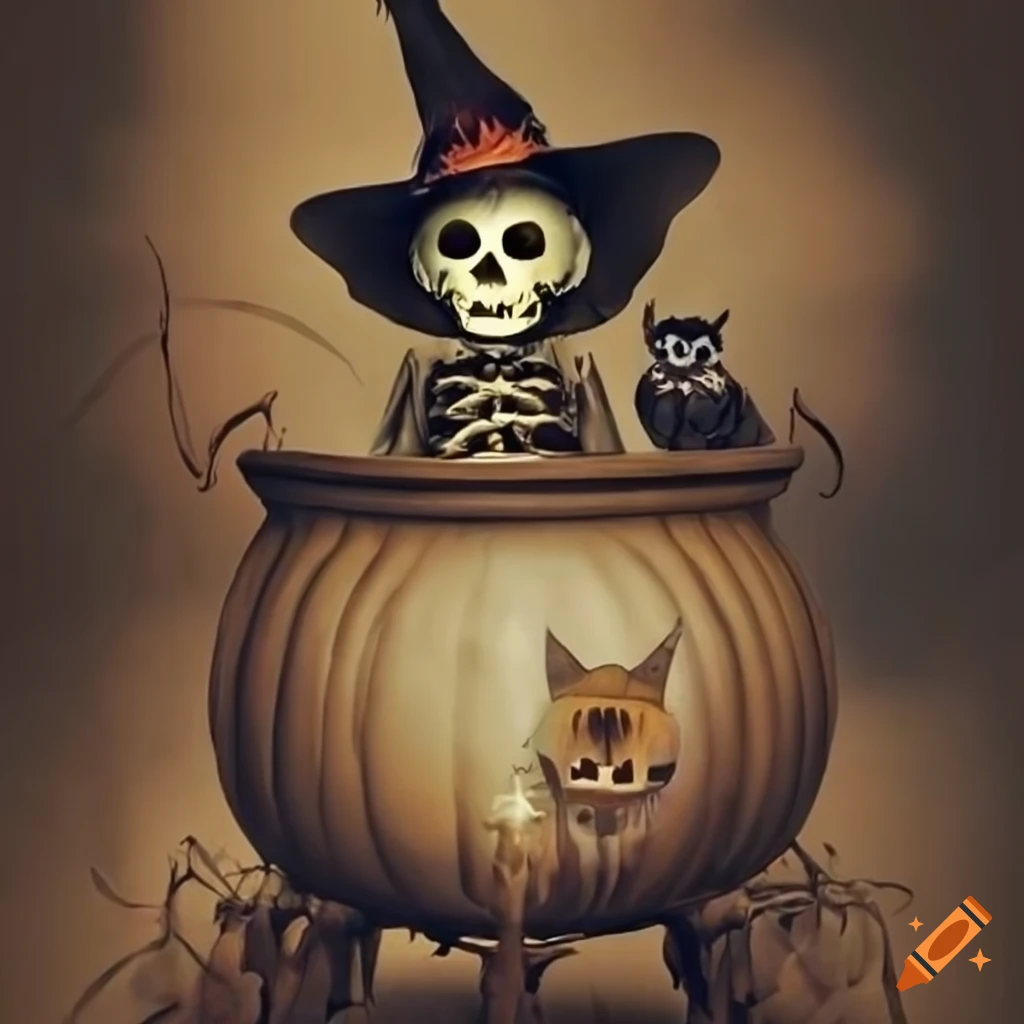 sepia 3d illusion Halloween artwork