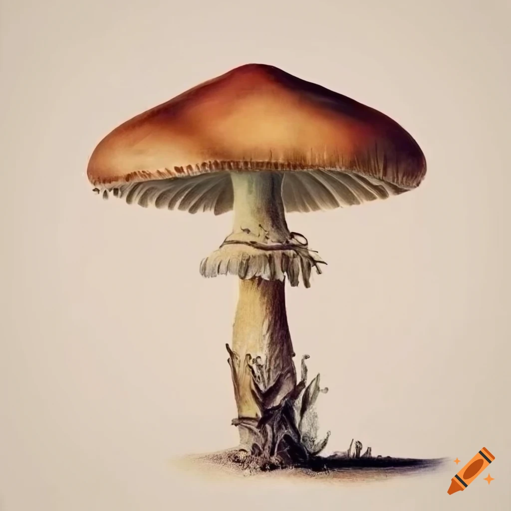 scientific drawing of Amanita Phalloides mushroom