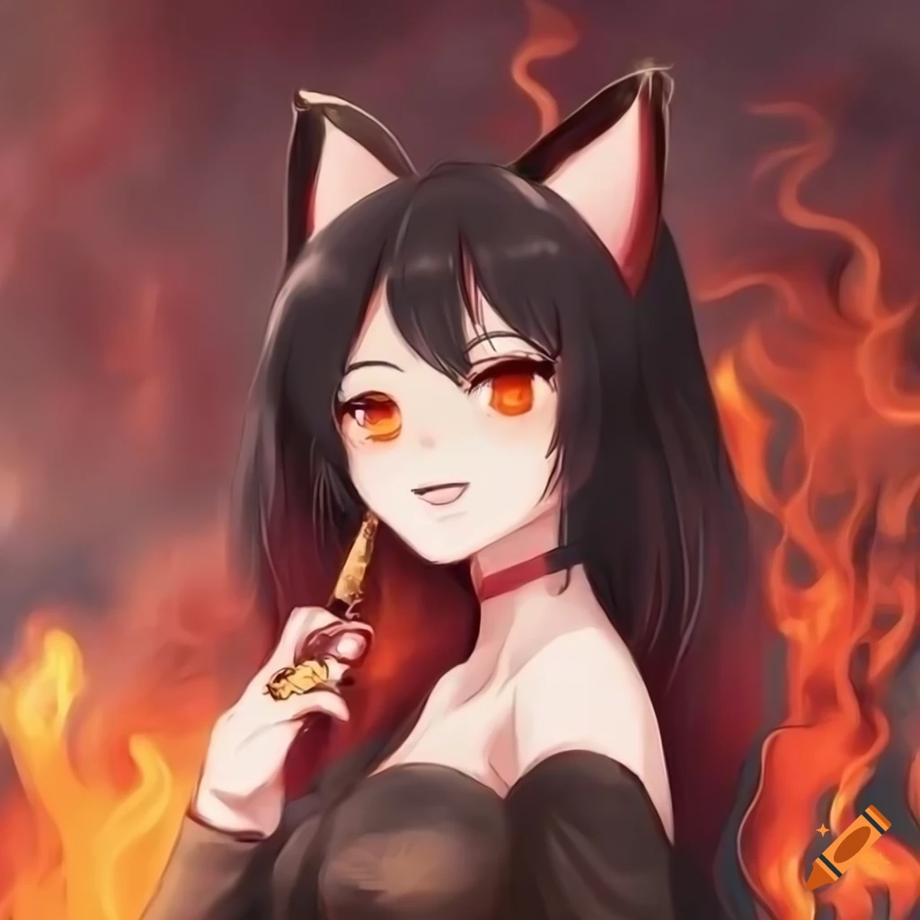 Kitsune smoking a cigar