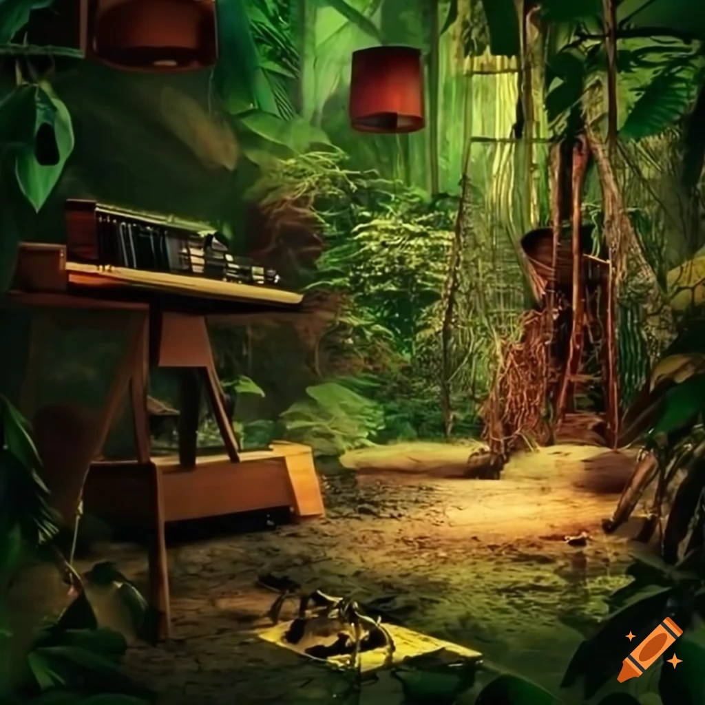 recording studio set in a jungle