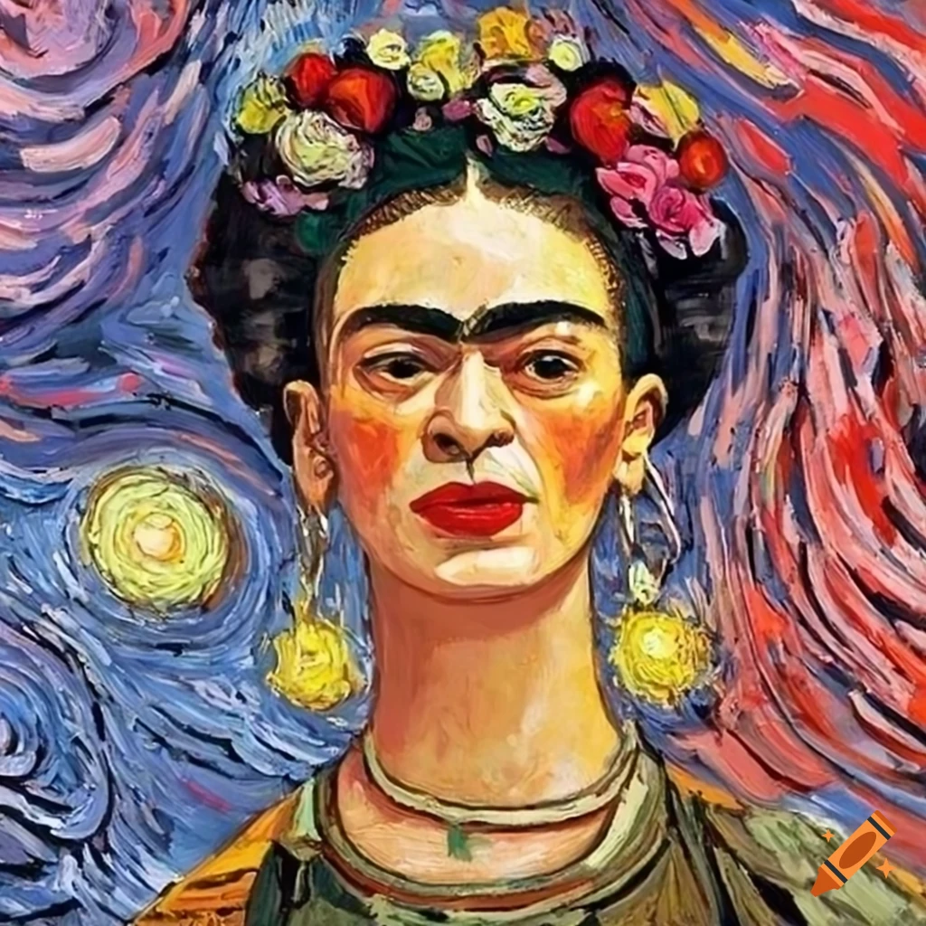 peinture de Frida Kahlo dans le style de Van Gogh