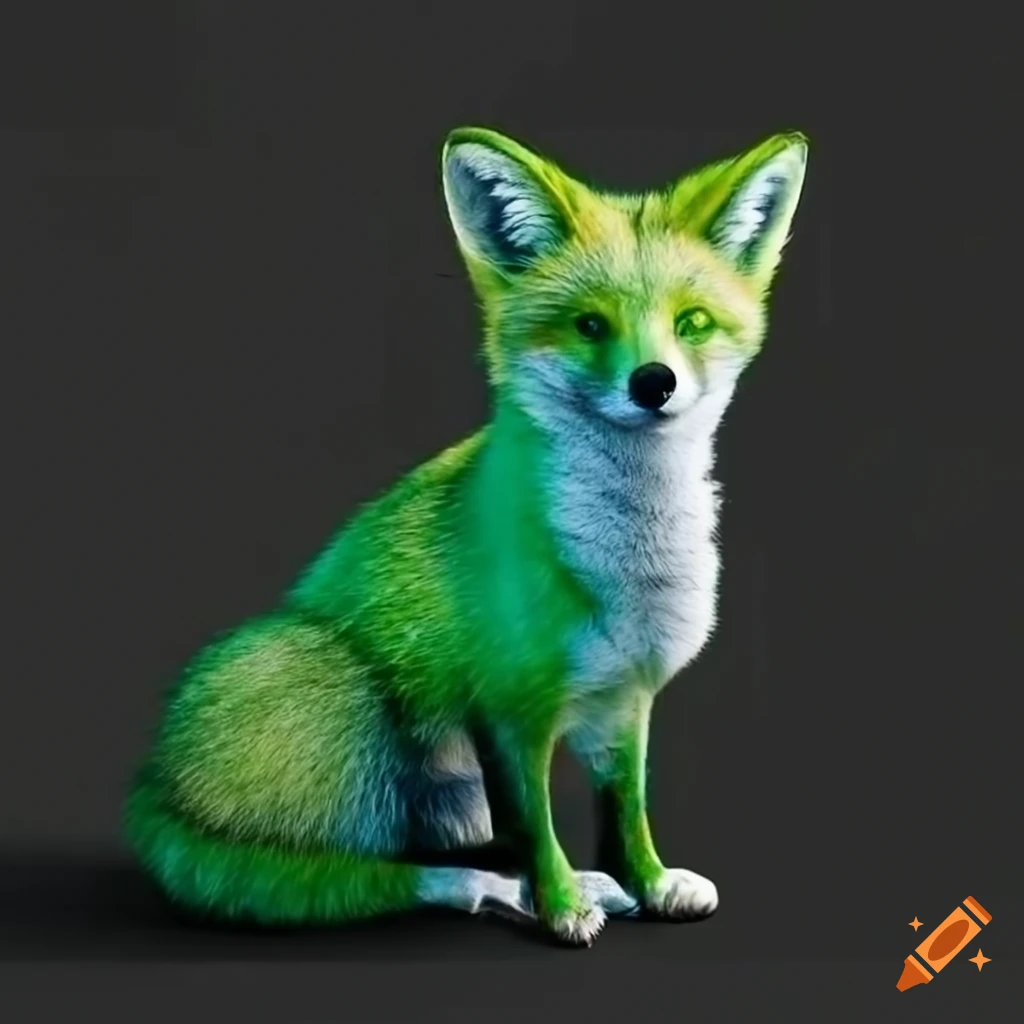 green sitting fox