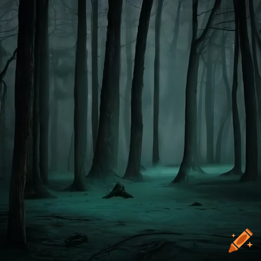 picture of a dark forest at midnight