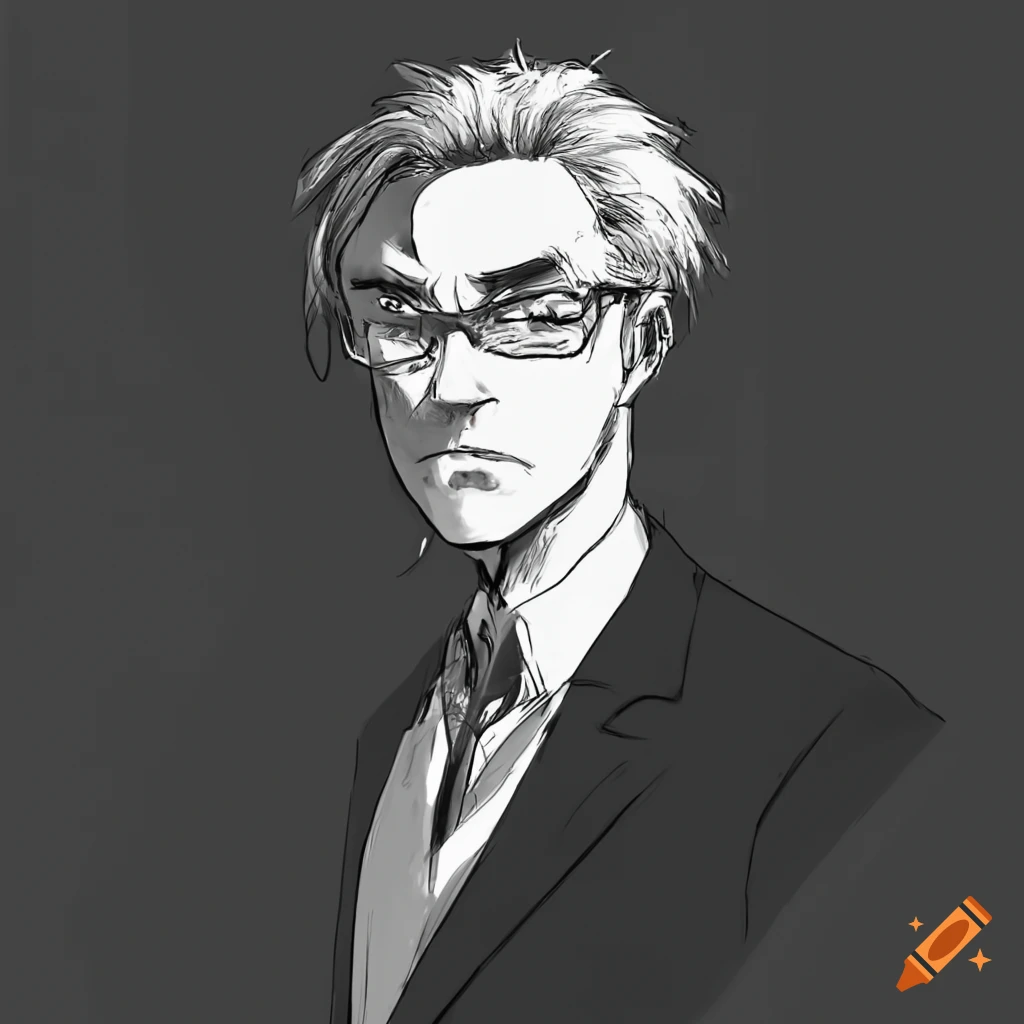 simple art style of a glum businessman
