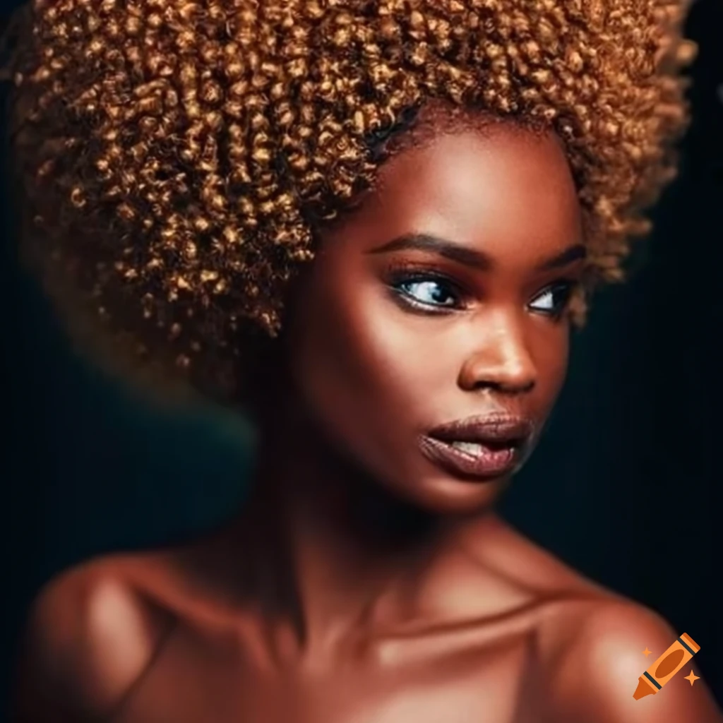 BLACK woman with afro at a market