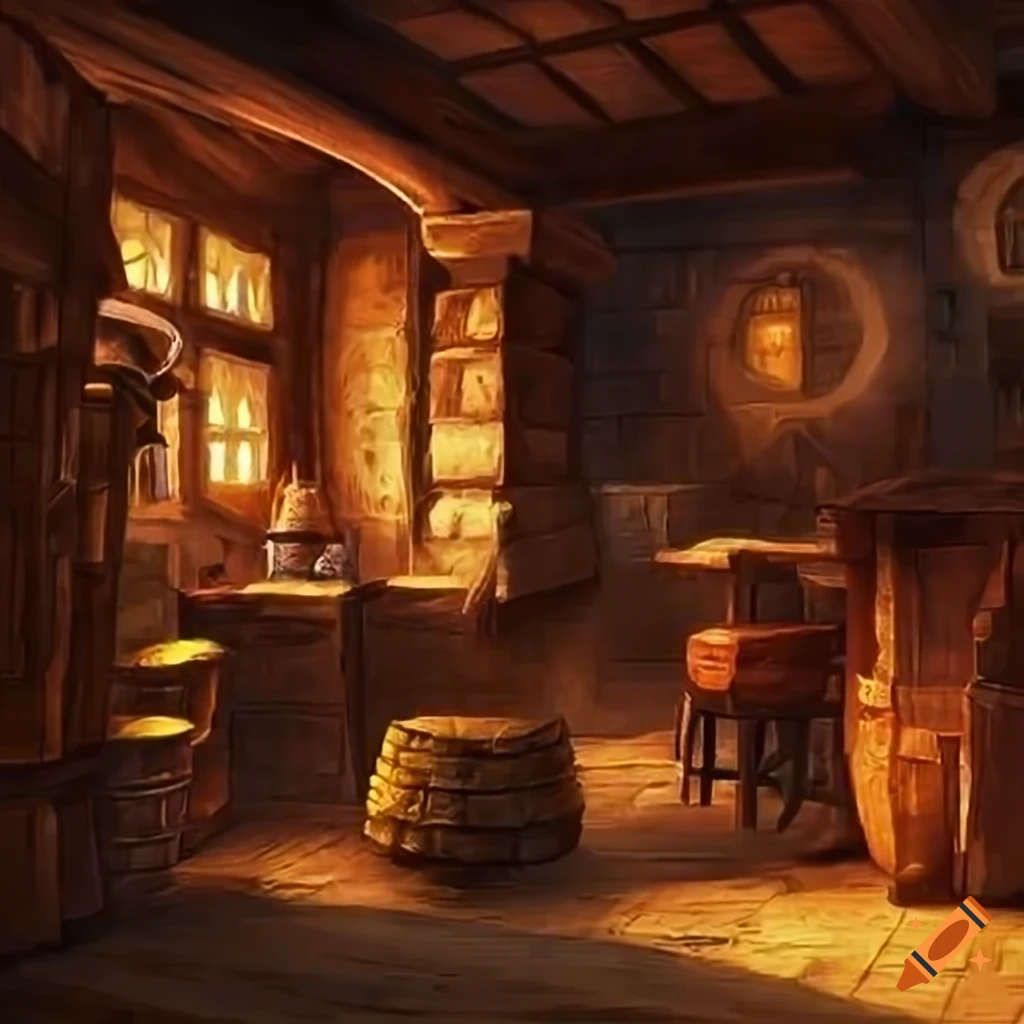 Medieval tavern in a quaint town on Craiyon