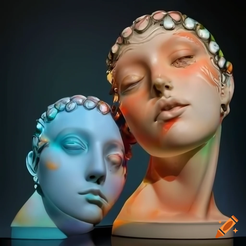 Surreal marble sculpture with vivid lighting on Craiyon