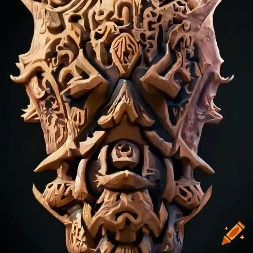 intricate carving of a Zelda game boss in a labyrinth