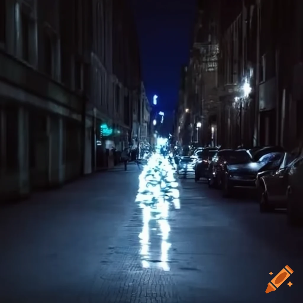 street art of a glowing man walking