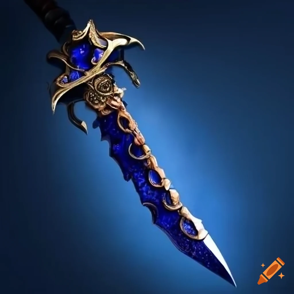 Weapons with royal blue sapphire blades on Craiyon