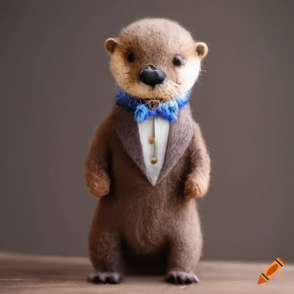 felted wool otter in a suit