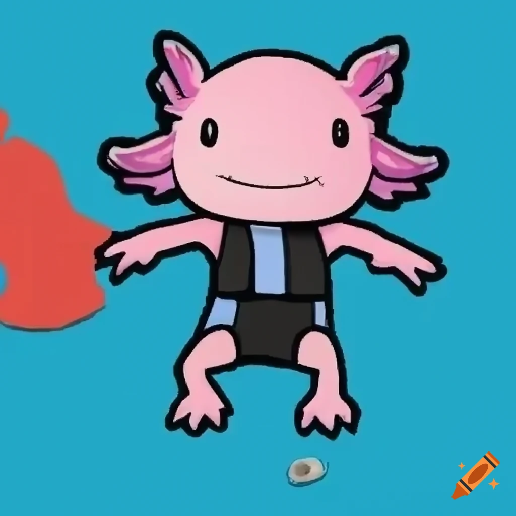 axolotl wearing underpants standing