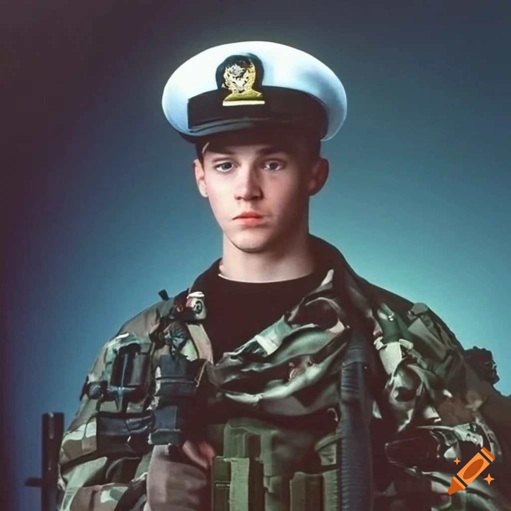 photograph of a young man in navy seal uniform