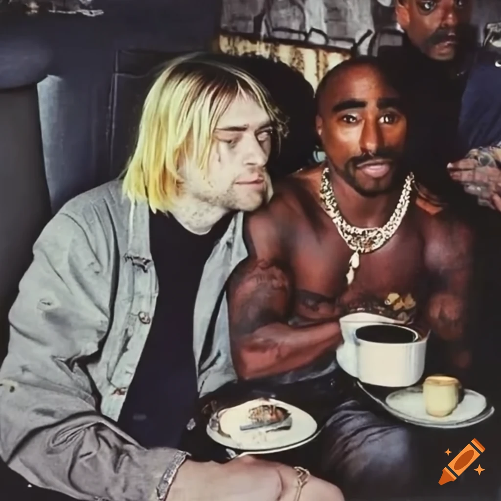 Kurt Cobain and Tupac Shakur at a diner