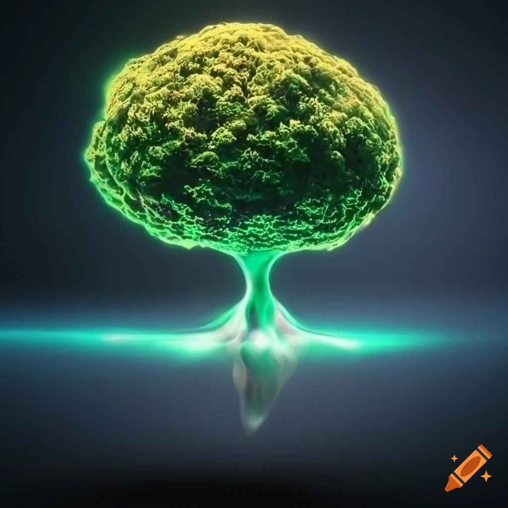 levitating glowing 3D tree of life on black background