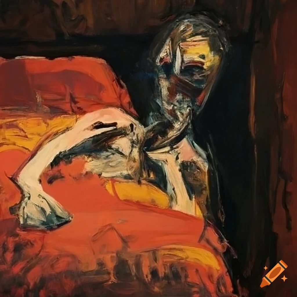 georg baselitz and willem de kooning style figure on bed