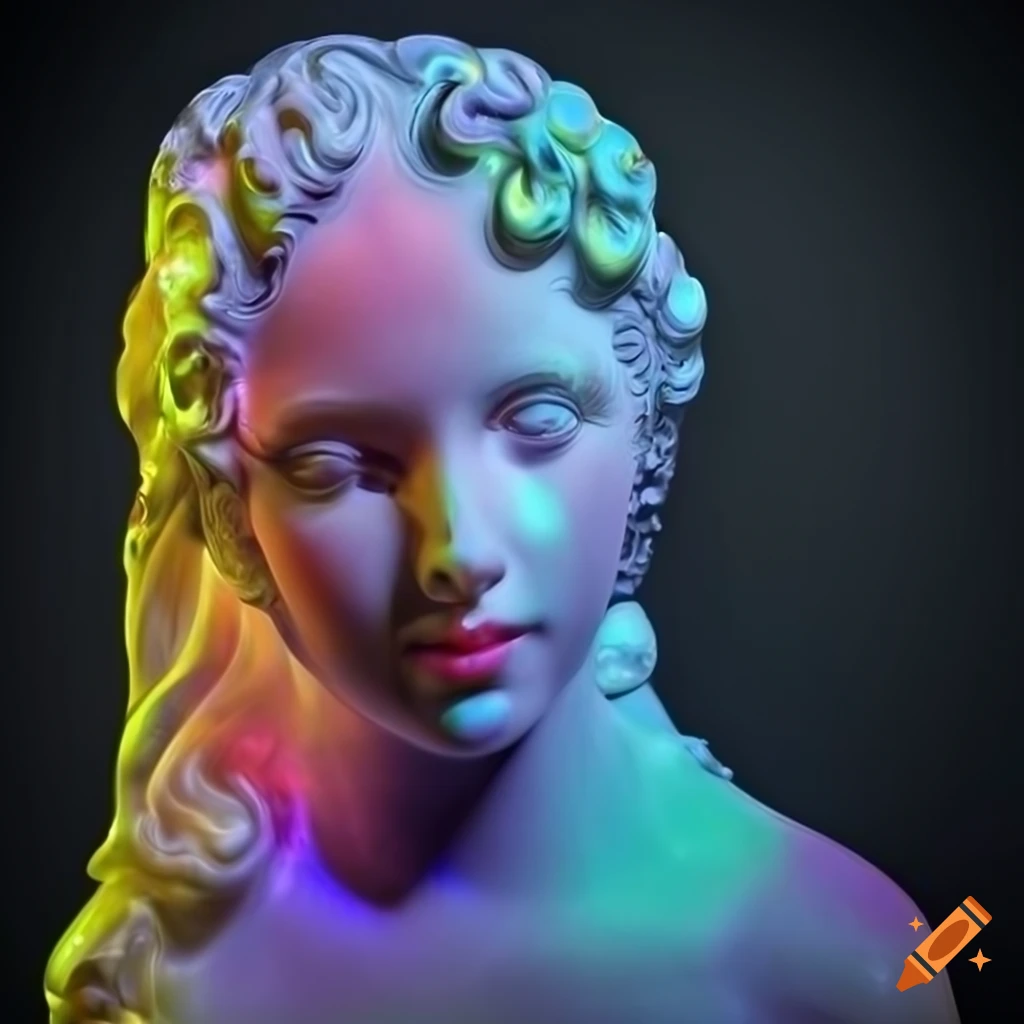 sculpture of opalescent marble figures