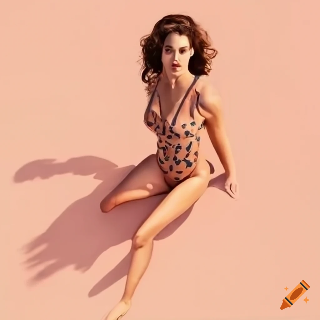 aerial view of a woman in swimsuit
