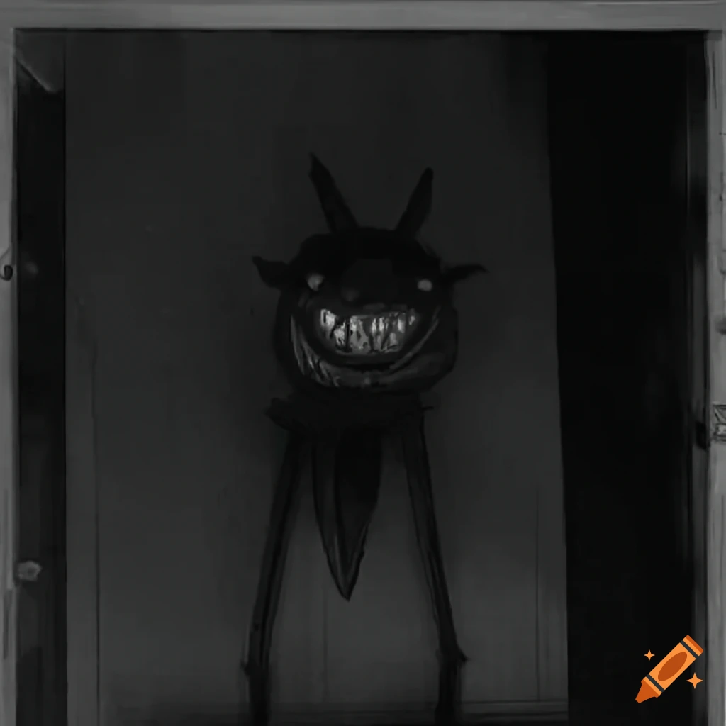 image of a creepy cryptid standing outside a house