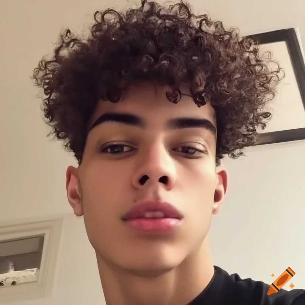 group photo of a young man with brown curly hair
