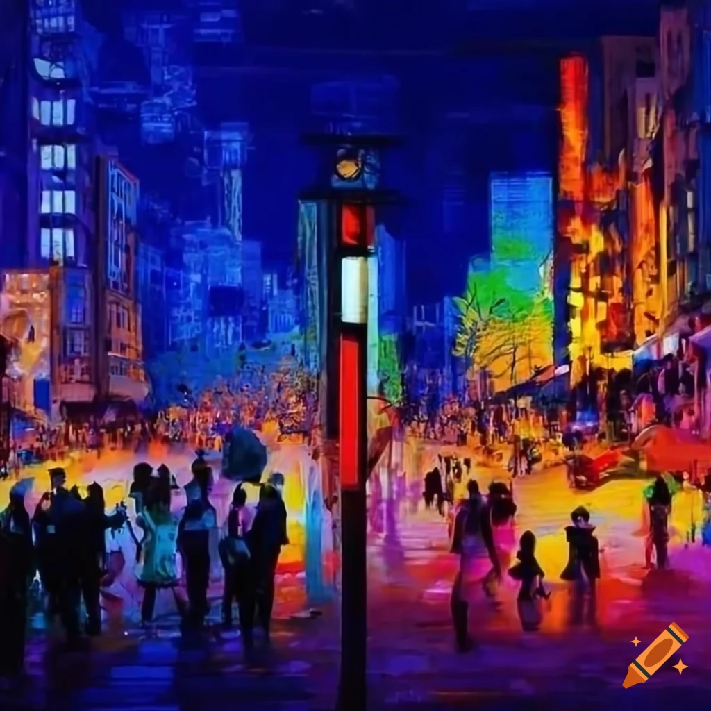 cityscape painting inspired by Vincent van Gogh