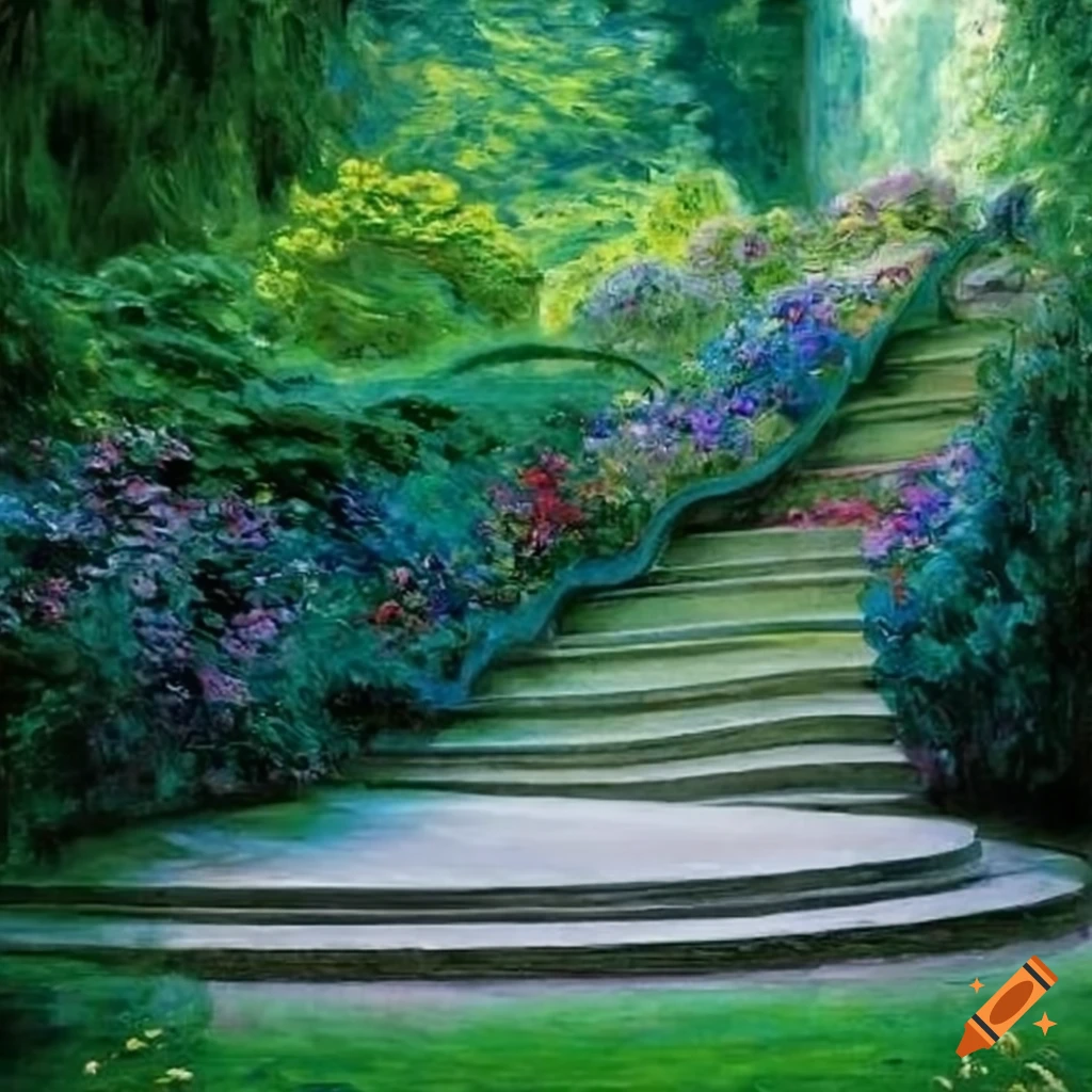 Viktorian garden with curved stairs