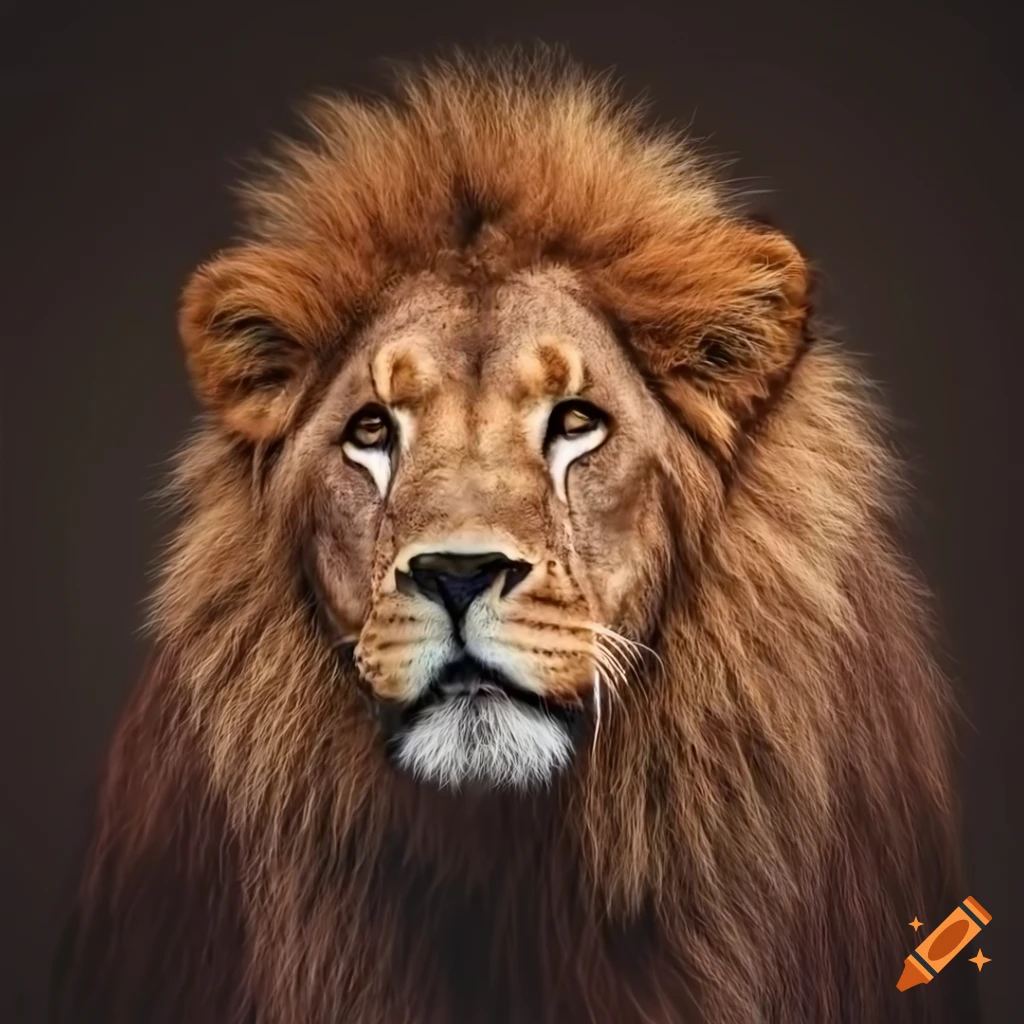 photograph of a majestic red lion