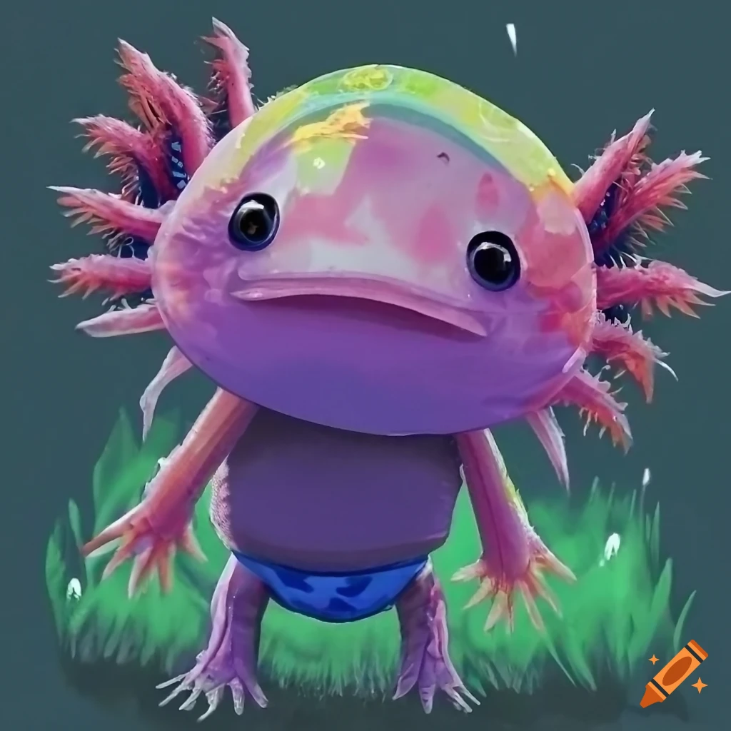 humorous photo of an axolotl wearing a diaper